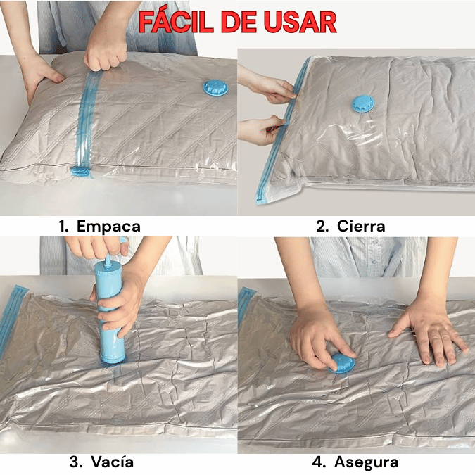 COMBO X 5 BOLSAS AL VACÍO RE-UTILIZABLES + BOMBA DE AIRE ✨